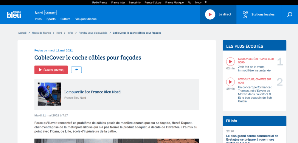 Article Cable Cover dans France bleu