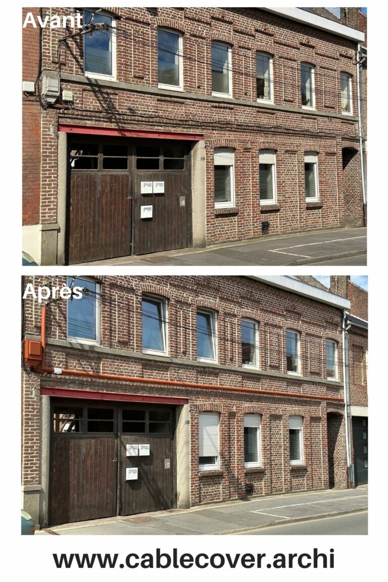 Cache câbles sur façade ancienne