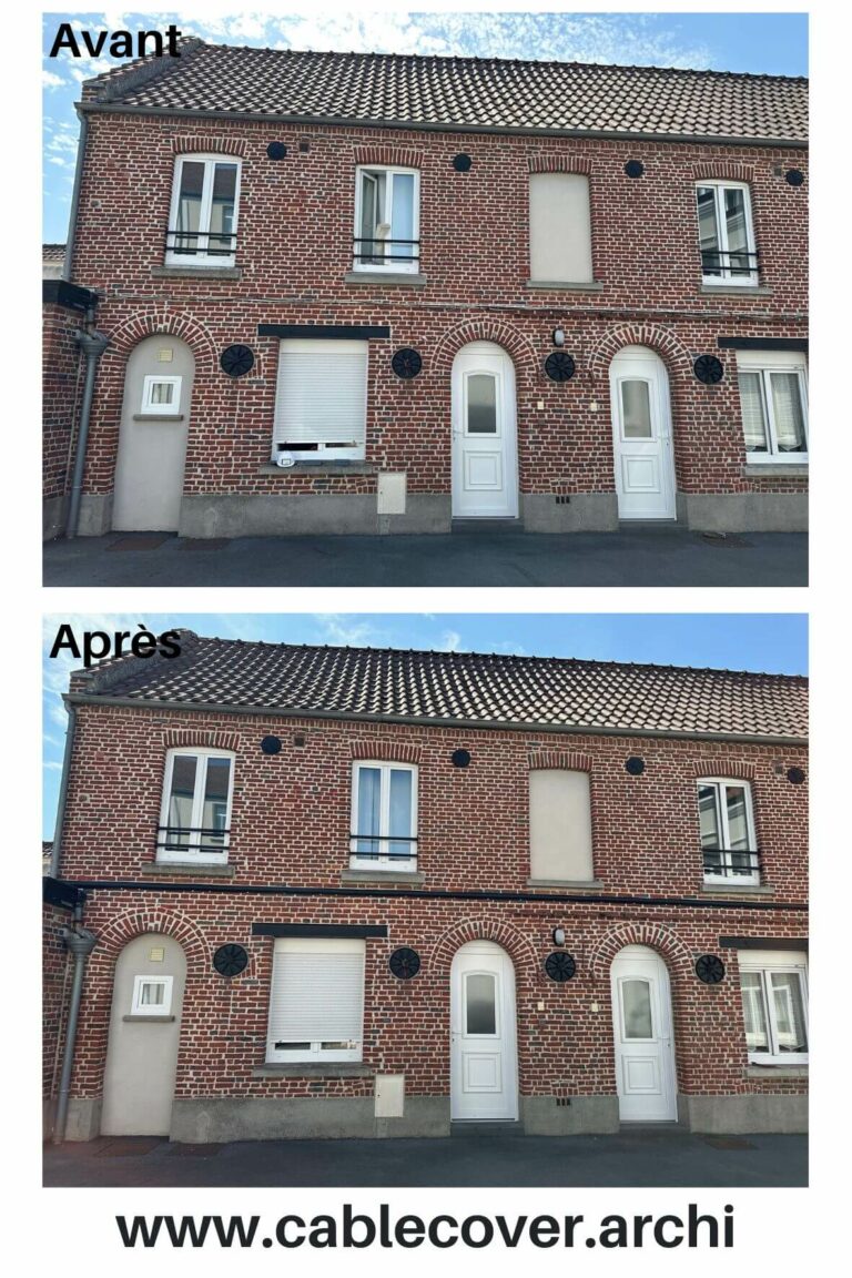 Cache Câbles noir pour façade de maison en briques