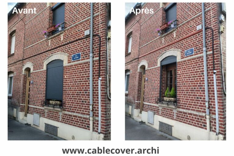 Cache cables facade briques rouges