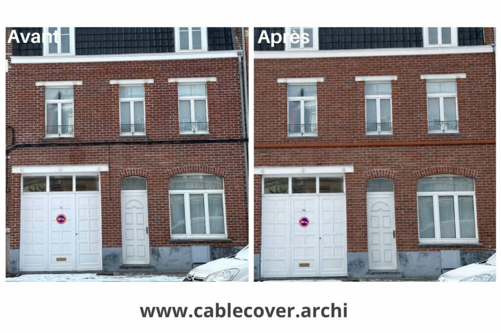 Cache cables facade briques rouges