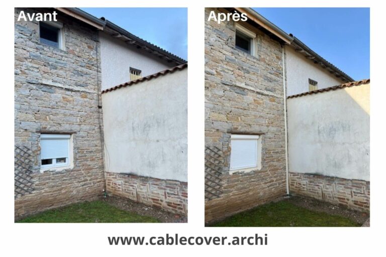Cache cables facade grosses pierres
