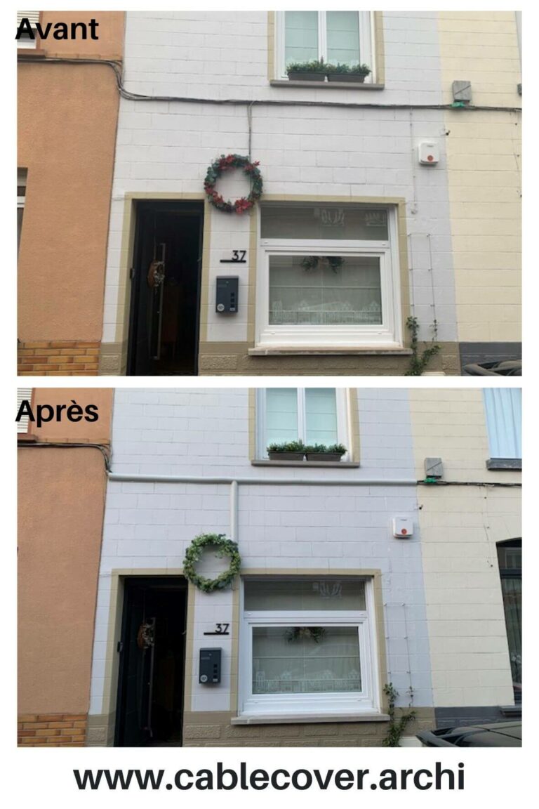 Cache cables facade parpaing blanc
